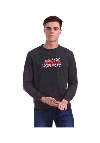 Arctic Monkeys Baskılı Füme Antrasit Erkek Örme Sweatshirt (528500917)