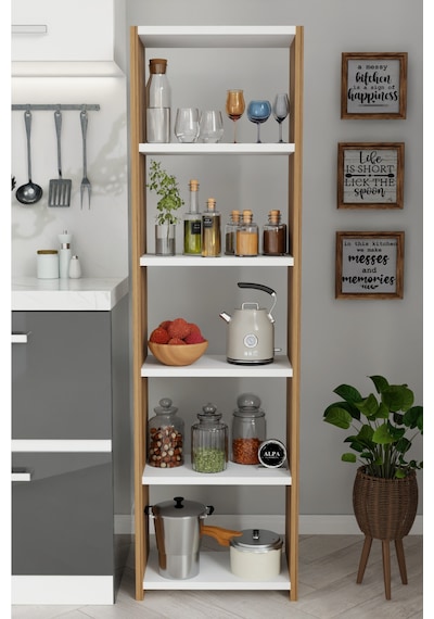 Alpaevmobilya 150 Cm 5 Raflı Ahşap Açık Mutfak Dolabı Çok Amaçlı Organizer Raf Baharatlık Ve Kahve Köşesi Dolabı Atlantik Çam - Beyaz Alpaevmobilya 150 Cm 5 Raflı Ahşap Açık Mutfak Dolabı Çok Amaçlı Organizer Raf Baharatlık Ve Kahve Köşesi Dolabı Atlantik Çam - Beyaz