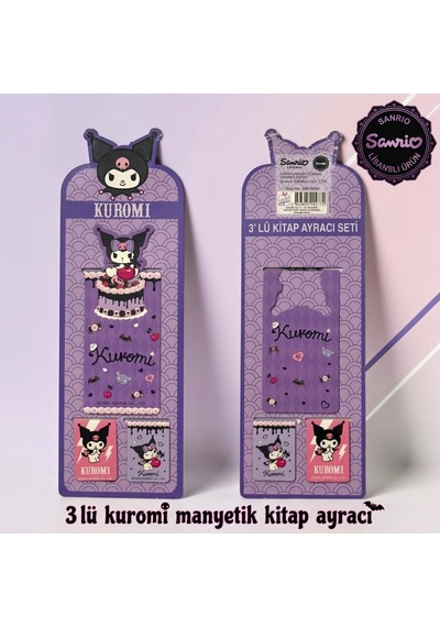 Bakgelal Sanrio Lisanslı Kuromi 3 Lü Manyetik Kitap Ayracı Seti Pasta Temalı Sevimli Ayraç - 9060208179343