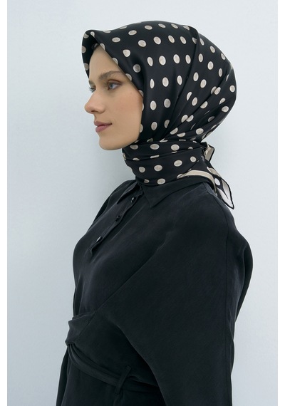 Armine Saf İpek Sura Eşarp-2026 İlkbahar-yaz- 95440d Siyah-Vizon