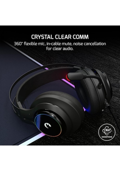 Kugon Usb Gaming Headset - 7.1 Virtual Surround Sound, Wired Led Headphones With 50mm Drivers,