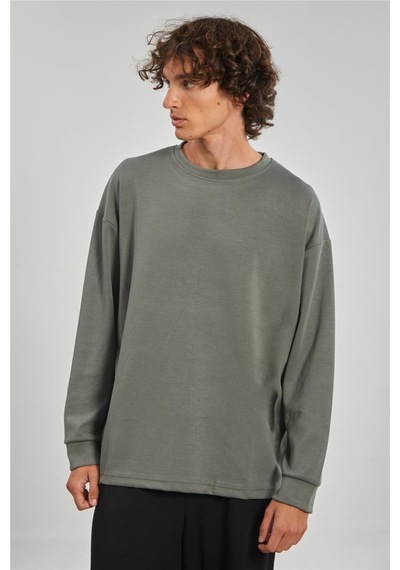 Barrels And Oıl Bisiklet Yaka Erkek Sweatshirt- Açık Haki Açık Haki