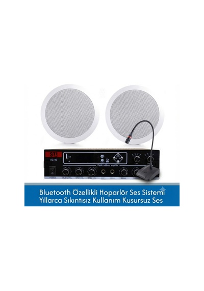 Cafe Ve Ofisler İçin Hazır Ses Paketi: 2'li Tavan Hoparlör Mikrofon Ve Bluetooth Ses Sistemi