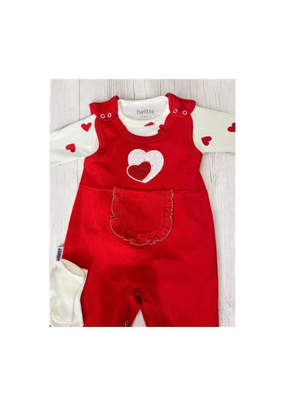 Nafitto Baby&junior Nafitto Kalpli Kız Bebek Tulum Kırmızı Kırmızı