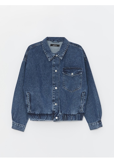 Koyu Mavi Cep Detaylı Denim Bomber Ceket-koyu Mavi Koyu Mavi