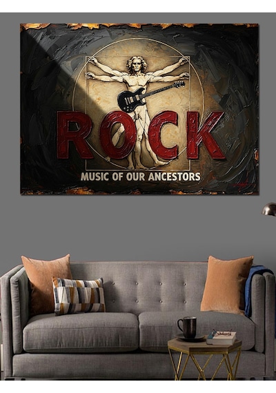 Ahşap Tablo Rock Müzik Temalı Vitruvius Adamı Hayvan Tabloları
