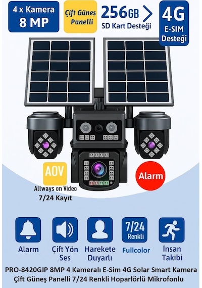 Balandi Pro-8420gıp 8mp 4 Kamera 4g Aov Esım Solar 360 Derece