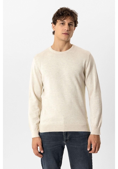 Back And Bond Krem Regular Fit Bisiklet Yaka Pamuklu Triko Kazak