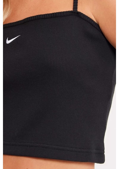 Nike Sportswear Essential Ribbed Crop Top Tank Kadın Askılı Fitilli Crop Atlet Siyah