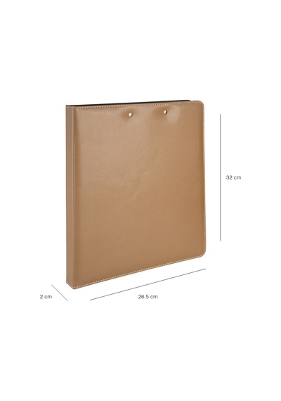 Evrak Sunum Tanıtım Firma Klasörü Sekreterlik A4 150 Yaprak Kapasiteli Ring Binder File Vegan 26,5x32 Cm. Vizon