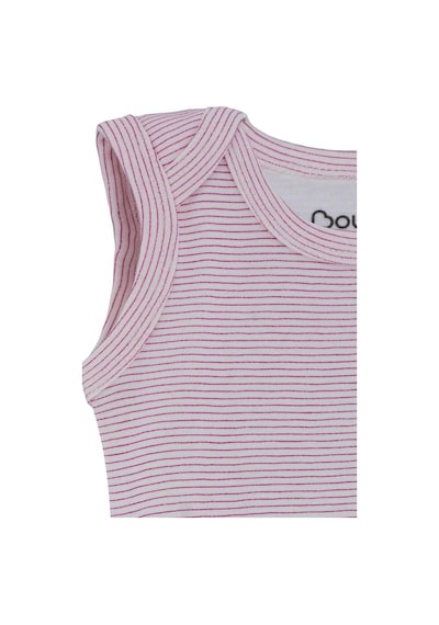 Uygunbebe Boumini Kolsuz Bebek Çıtçıtlı Askılı Body Pembe Çizgili Zarf Yaka 0-36 Ay