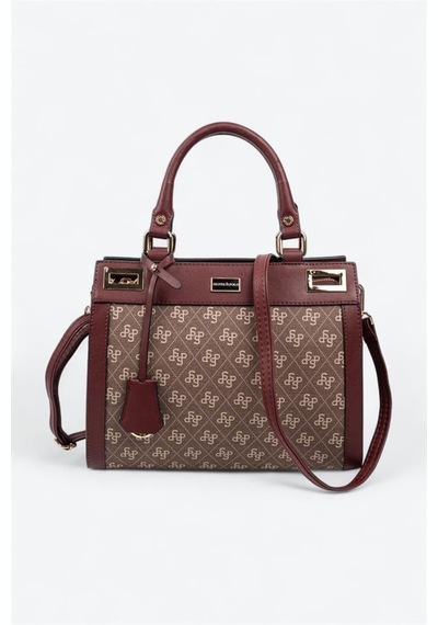 Silver Polo Sp1174 Kadın El Çantası Monogram Kahve-bordo