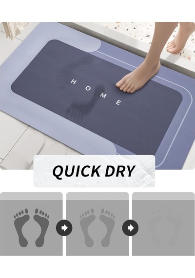 Tr Banyo Paspası-süper Emici-kaymaz Tabanlı Banyo Ve Abdest Paspası Kare Mavi 50 70 Diğer