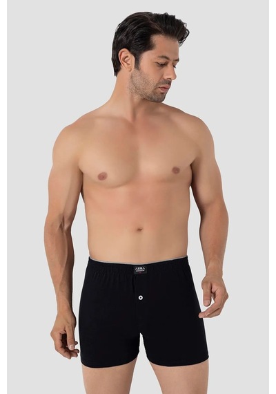 Astrid T Premium Penye İç Çamaşırı Klasik Model Geniş Kalıp 3'lü Paket Erkek Büyük Beden Boxer Siyah Siyah-3