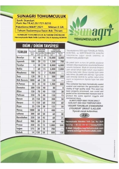 Sunagri Inegöl Pırasa Tohumu 3 Paket