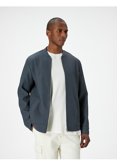 Koton Bomber Ceket Dokulu Fermuarlı Cep Detaylı Indıgo 4sam50048hw İndigo Koton Bomber Ceket Dokulu Fermuarlı Cep Detaylı Indıgo 4sam50048hw İndigo