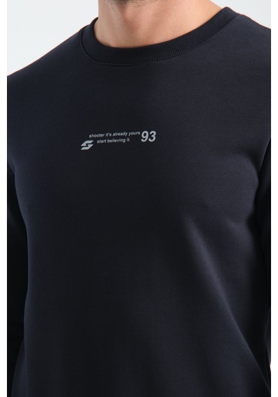 Shooter Sportwear Shooter Erkek Üç İplik Sweatshirt Regular Fit Pamuklu Bisiklet Yaka Günlük Spor Basic Lacivert