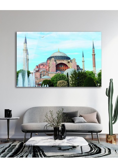 Ayasofya Camii Cam Tablo İslami Dini Modern Ev Ofis Salon Hediyelik Büyük Tablo Duvar Dekoru