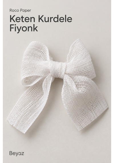 Beyaz Keten Fiyonk Kurdele, 5 Cm - 25'li Paket, Dekoratif Hediye Standart