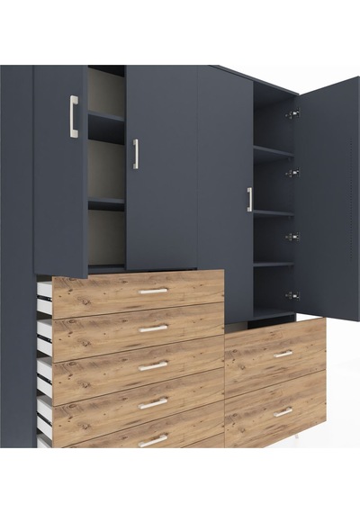 Hyperion Gardrop 7 Raflı 8 Çekmeceli 4 Kapaklı 176x44x221 Antrasit-antrasit/çam Antrasit/çam Hyperion Gardrop 7 Raflı 8 Çekmeceli 4 Kapaklı 176x44x221 Antrasit-antrasit/çam Antrasit/çam