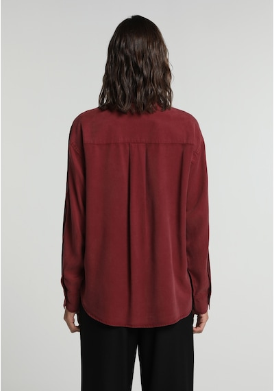 Colin's Colins Boyfriend Fit Shirt Neck Düz Kadın Bordo Uzun Kol Gömlek Cl1082412 Q1.v2 Brd