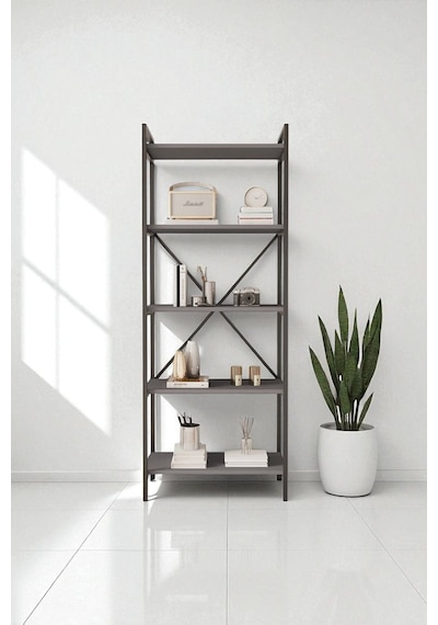 Nilamu Antrasit 65 Cm Kitaplık, Metal Aksamlı, Organizer, Ofis, Ev, 65 170 34 Cm Antrasit Nilamu Antrasit 65 Cm Kitaplık, Metal Aksamlı, Organizer, Ofis, Ev, 65 170 34 Cm Antrasit