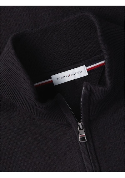 Tommy Hilfiger Essentıal Cotton Zıp Thru Erkek Siyah Kazak - Mw0mw36517