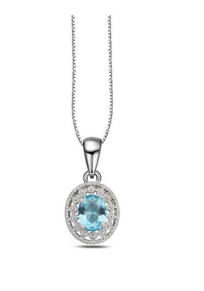 Brezza Lusso Jewelry Aquamarin Taşı Sümer Telkari Model Kadın Gümüş Kolye 45 CM 45 CM