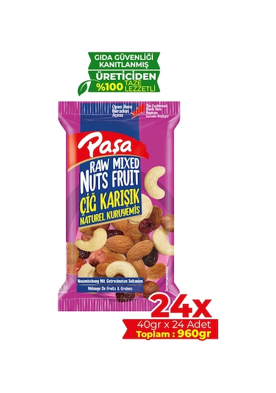 Paşa Kuruyemiş Çiğ Karışık Naturel Kuruyemiş 24 x 40 G