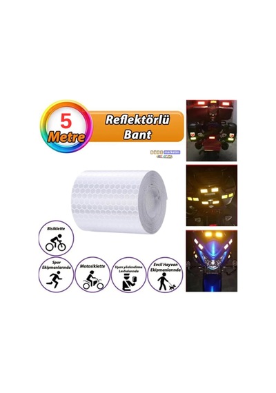 Reflektörlü Reflektif Fosforlu Şerit Bant Petekli Reflekte I Kaz Bandı 5 Cm X 5 Metre Be 0c952