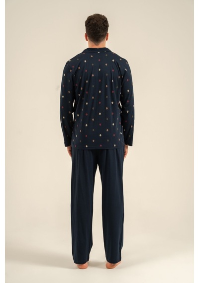 Arnetta Erkek Desenli Lacivert Gömlek Pijama Takımı Ar3854-s-v1 Ar3854-s-v1