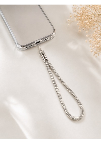 Silver Taşlı Telefon Bilek Askısı Kristal Taşlı Şık El Askısı