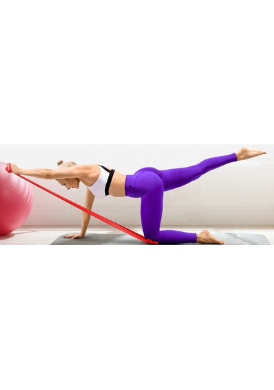 Gus Company 2 Metre Kırmızı Yoga Pilates Egzersiz Bandı Terabant Açık Uçlu - Orta Direnç Kırmızı
