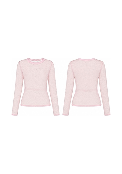 Verymoda Puantiyeli Tül Bluz F1603 Pembe