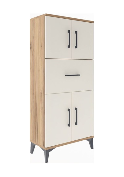 Arges Dolap Tek Raflı Tek Çekmeceli 4 Kapaklı 60x30x134 Çam-a... Çam
