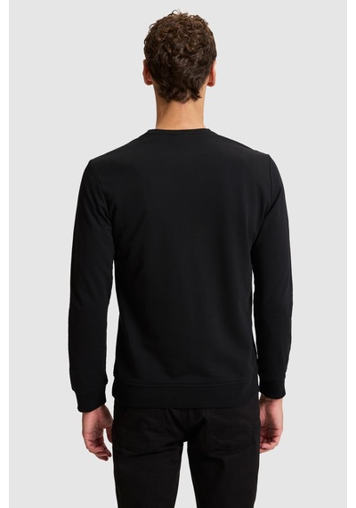 U.S. Polo Assn. Erkek Siyah Bisiklet Yaka Regular Fit Basic Sweatshirt 50333273-vr046