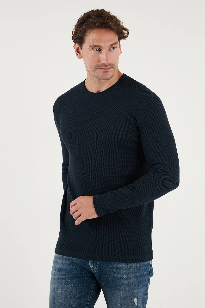 Buratti Pamuklu Bisklet Yaka Slim Fit Basic 3'Lü Paket Erkek Sweat 5905073S3 Antrasit-Açık Haki-Lacivert