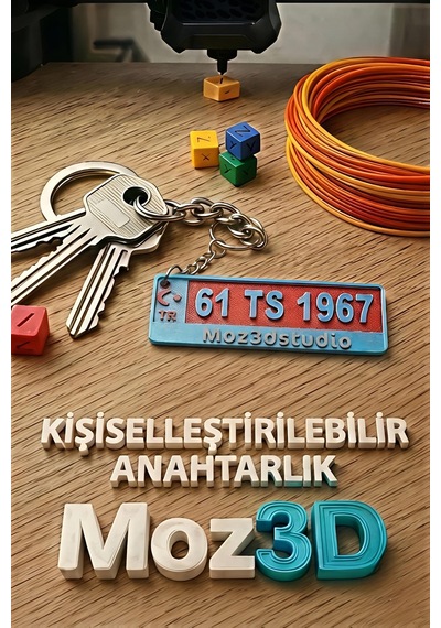 Kişiye Özel KIrmızı Mavi Plaka Anahtarlık