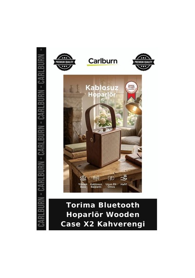 Özel Üretim Torima Bluetooth Hoparlör Wooden Case X2 Kahverengi Salon Seyahat Ses Sistemi
