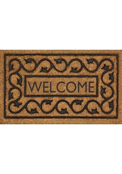 Dekoratif Dış Kapı Paspası Dijital Baskılı, Kaymaz Pvc Plastik Tabanlı, Şık Desenli Kapı Önü Paspası 40x70 Cm Taba - Krem