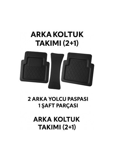 Universal Kesim 3d Havuzlu Oto Paspas Takımı 5 Parça Pu+pvc - Kokusuz Ve Yıkanabilir Siyah