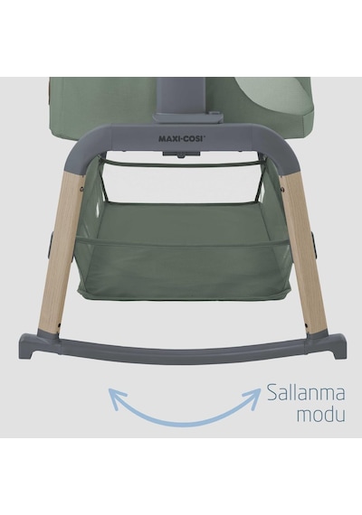 Maxi-Cosi Iora Air Sallanabilen Ahşap Görünümlü Anne Yanı Beşik Beyond Green