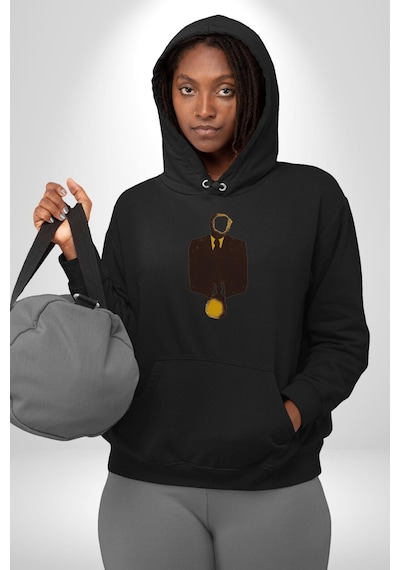 Görünmez İnsan Takım Elbise Kadın Erkek Siyah Kapüşonlu Sweatshirt Hoodie Siyah