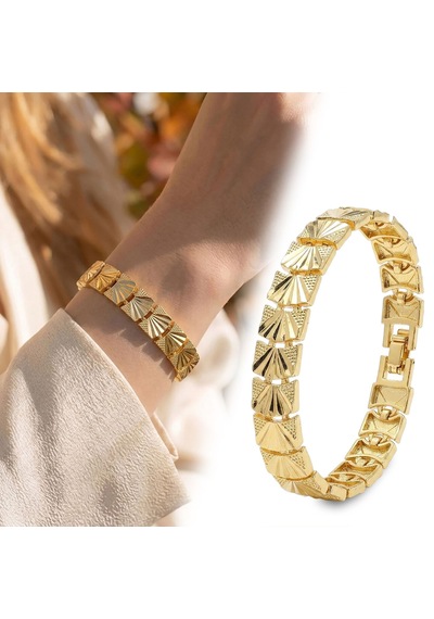 Premium Şık Ve Parlak Solara 24k Gold Kaplama 8 Mm Kadın Bijuteri Bileklik 3183kbv5d10 18cm Altın