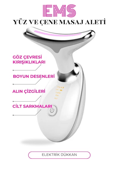 Ems Yüz Ve Çene Masaj Aleti Bataryalı Beyaz - Pembe