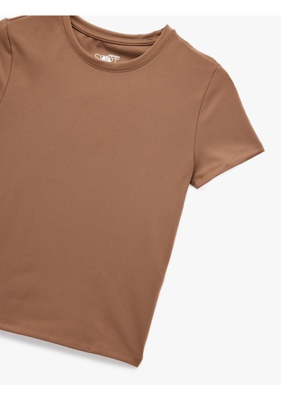 Koton Slim Fit Kısa Kollu Bisiklet Yaka Spor Tişört Vizon 6wak10154nk 02x