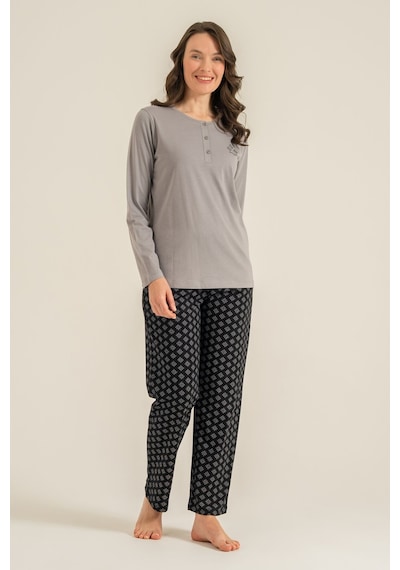 Pierre Cardin Kadın Gri Uzun Kol Pijama Takım Pc9289-s-v2 Pc9289-s-v2