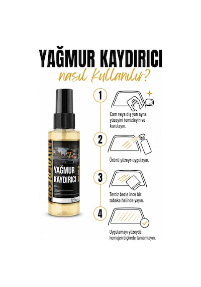 Araç Yağmur Kaydırıcı Sprey Araba Cam Ve Dış Yan Ayna Su Itici 125 Ml