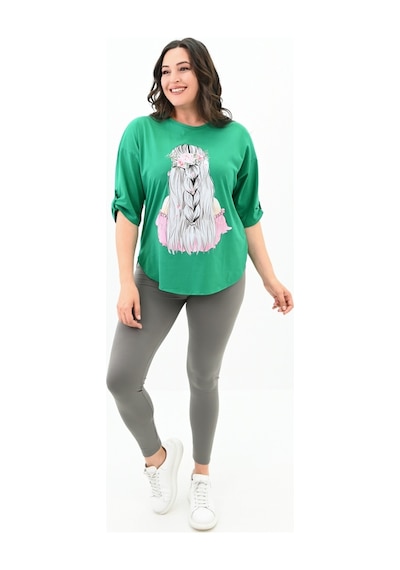 Kadın Büyük Beden Düşük Omuz Oversize T-shirt 1773-1-24 001