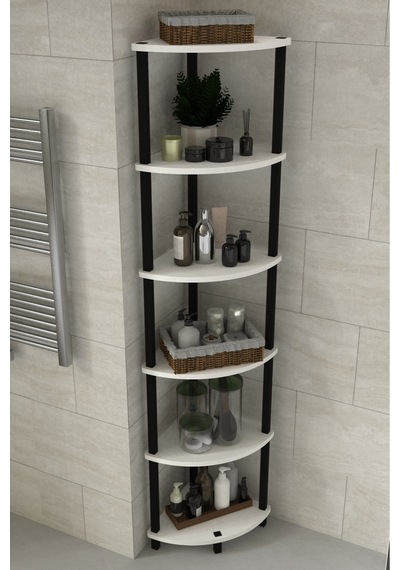 Decoline Banyo Rafı 6 Katlı Moblen Modern Organizer Depolama Ünitesi-beyaz Beyaz
